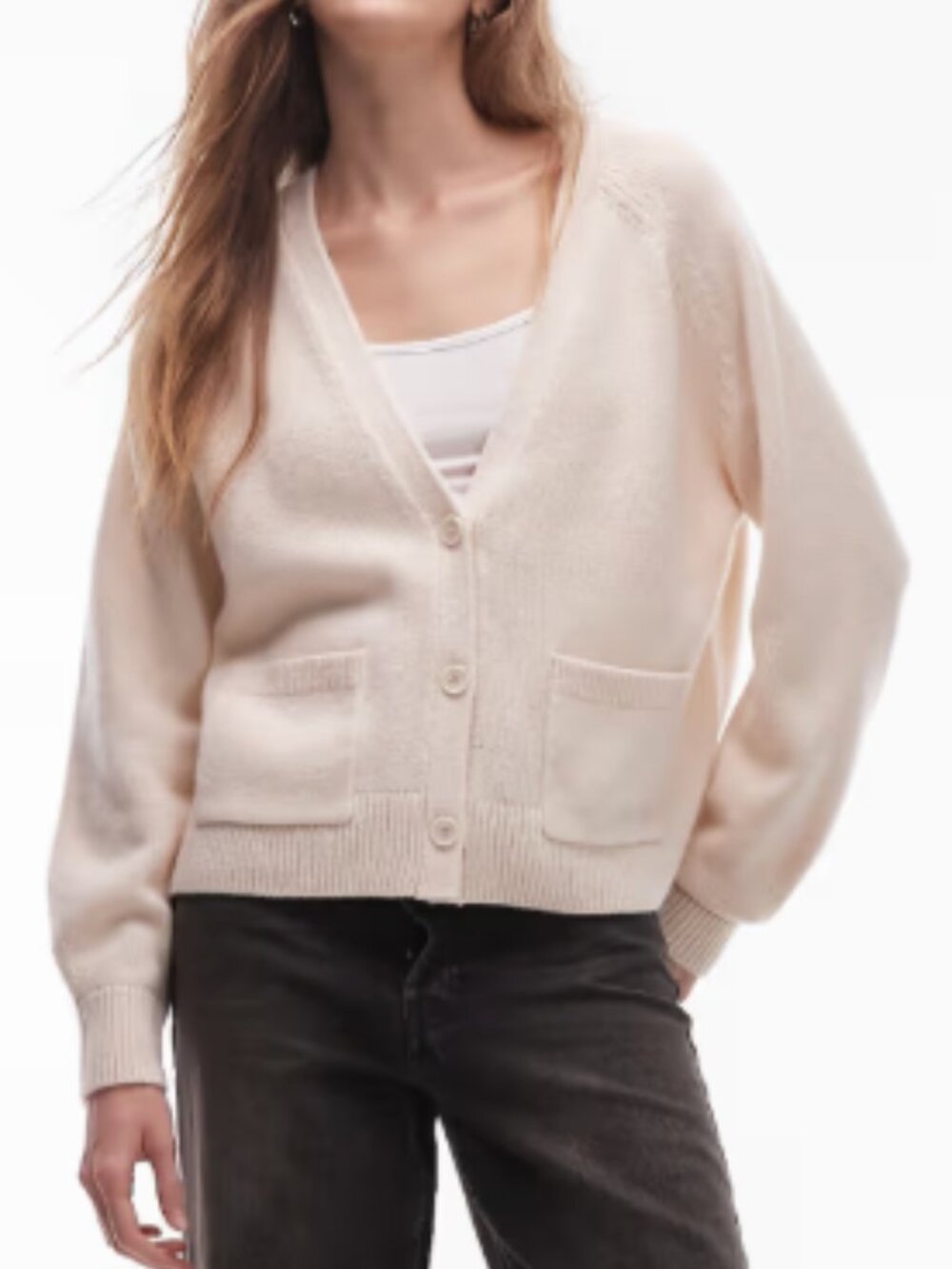 & Other Stories - Cream - Wool & Cotton - Patch-Pocket Cardigan Sweater - XS / S
